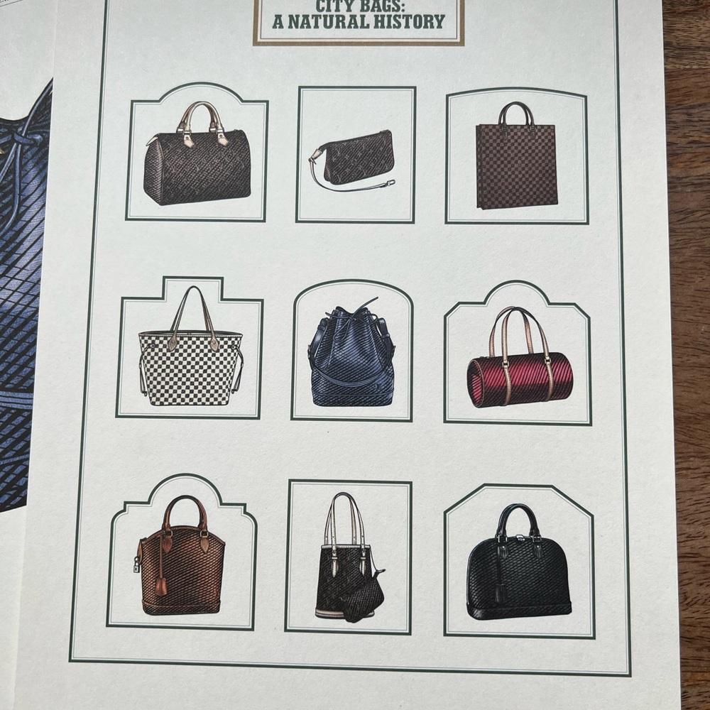 Posters from the Louis Vuitton history of city bags
